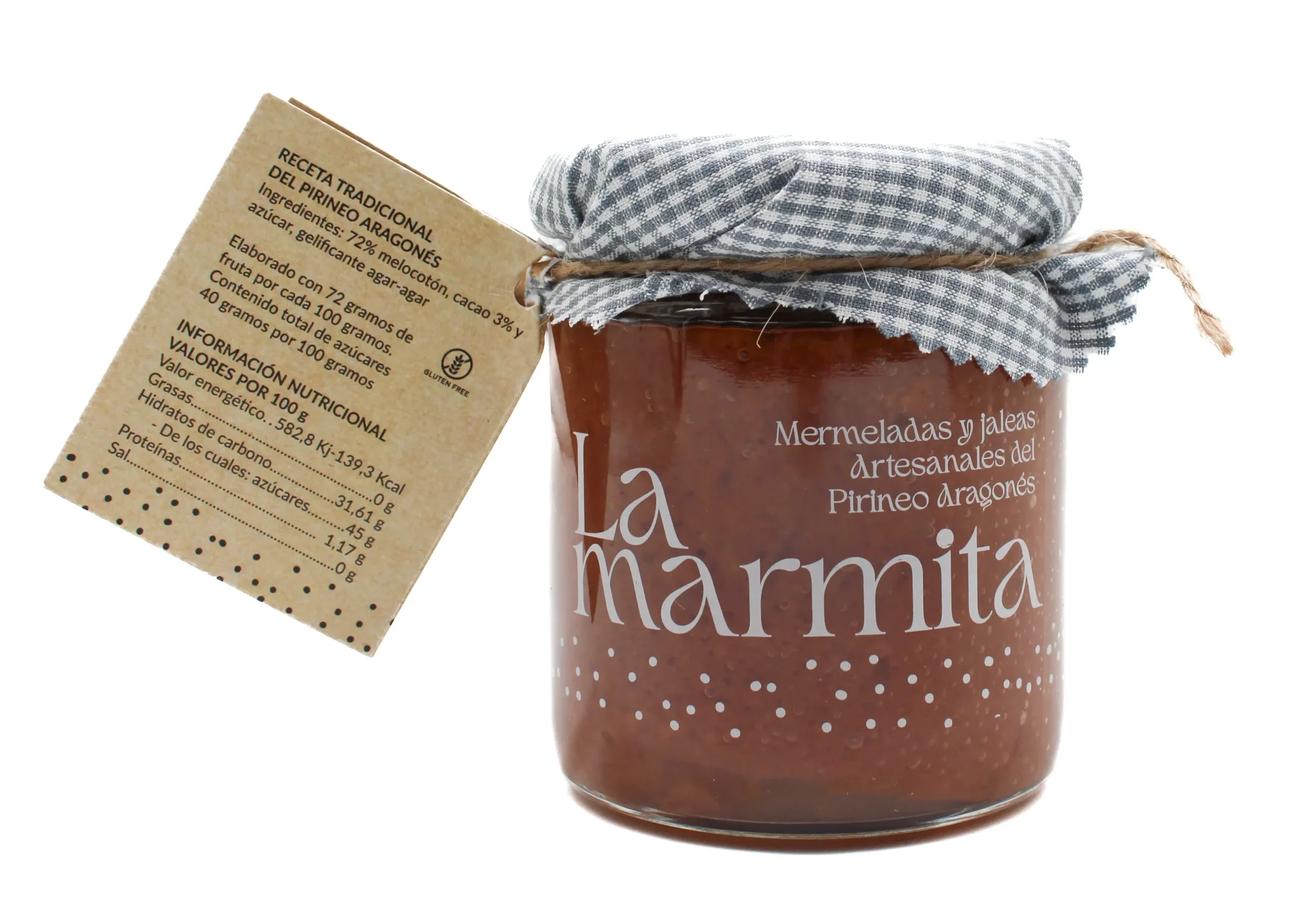 Mermelada Artesana La Marmita Melocotón con chocolate 250 gramos