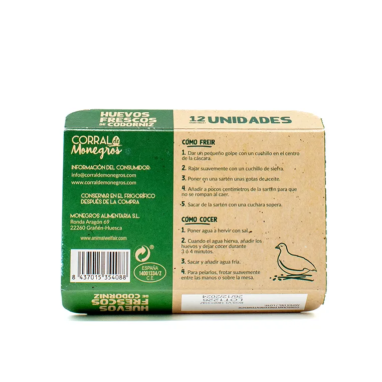 Huevos Codorniz Corral de Monegros 12 Unidades - Imagen 2