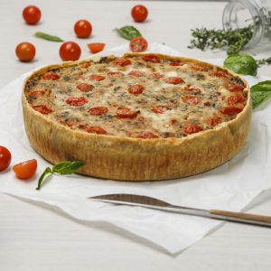 Quiche de Pesto y Tomate Cherry Confitado