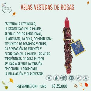 Velas Largas Vestidas de Rosas
