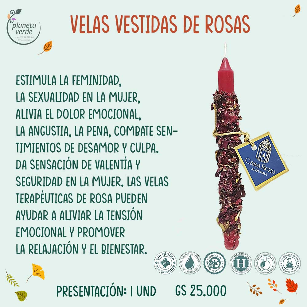 Velas Largas Vestidas de Rosas
