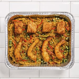 Paella Española de Robalo y Camarón (Surimi)